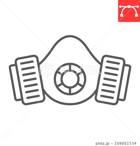 Gas mask line icon, pest control and protection, respirator mask vector icon, vector graphics, editable stroke outline sign, eps 10. 109881534