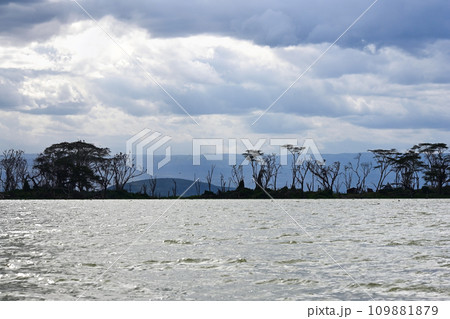Stunning scenery of Lake Naivasha against the background of the dramatic sky. Kenya, Africa Stunning scenery of Lake Naivasha against the background of the dramatic sky. Kenya, Africa 109881879