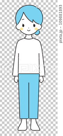 Light blue | Smiling woman illustration | Casual clothes 109881893
