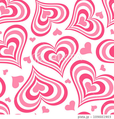 Y2k seamless pattern with hearts. Retroのイラスト素材
