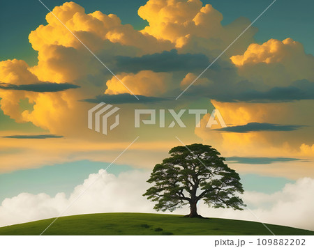 木のある風景「AI生成画像」 109882202