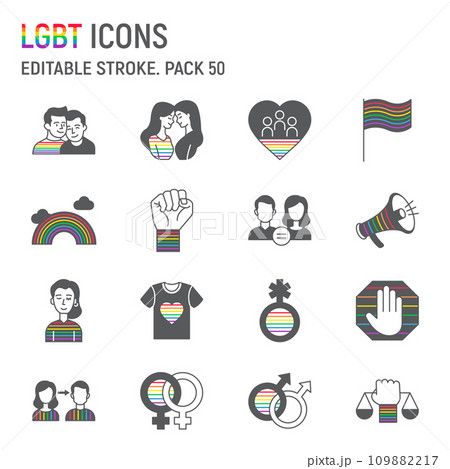 LGBT glyph icon set, lgbtq collection, vector graphics, logo illustrations, pride month vector icons, gender signs, solid pictograms, editable stroke LGBT glyph icon set, lgbtq collection, vector graphics, logo illustrations, pride month vector icons, gender signs, solid pictograms, editable stroke 109882217