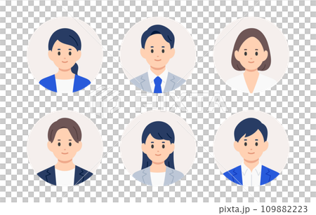 Business person male and female face icon set [person vector illustration material] 109882223