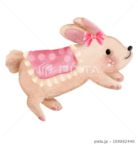 cartoon pink rabbit runningのイラスト素材 [109882440] - PIXTA