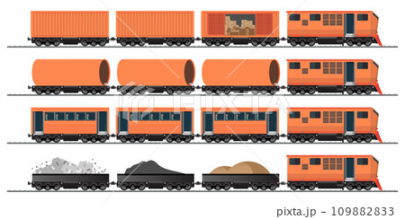 Collection of rail transport isolated on white background. 109882833