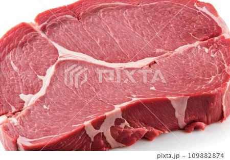 Fresh meat isolated on white, top view. Raw beef steak for cooking. Fillet steak beef meat. Prime Boneless Hip Sirloin Steak Fresh meat isolated on white, top view. Raw beef steak for cooking. Fillet steak beef meat. Prime Boneless Hip Sirloin Steak 109882874