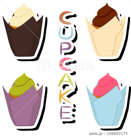 Illustration on theme big set different types dessert sweet berry cupcake 109883175