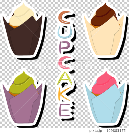 Illustration on theme big set different types dessert sweet berry cupcake 109883175