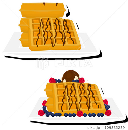 Illustration on theme ice cream on waffle with cell, dessert appetizing cookie 109883229