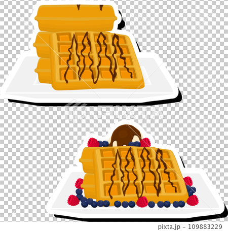 Illustration on theme ice cream on waffle with cell, dessert appetizing cookie 109883229