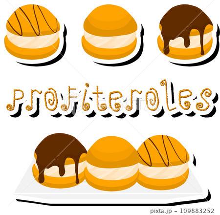Illustration on theme fresh sweet tasty profiteroles of consisting various ingredients 109883252