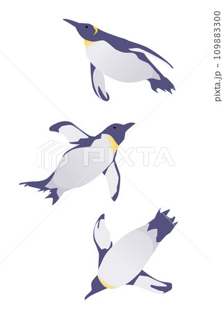 いろいろな泳ぐペンギンのイラスト 109883300