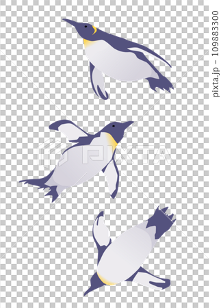 いろいろな泳ぐペンギンのイラスト 109883300