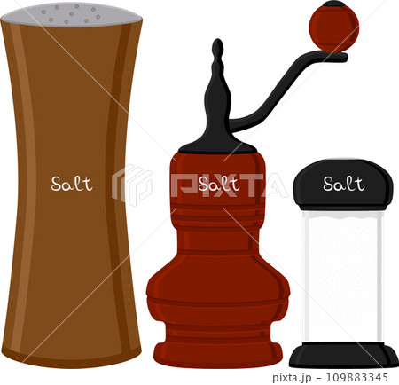 big set different types glassware filled salt 109883345
