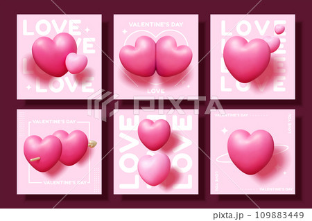3D romantic Valentine template set 3D romantic Valentine template set 109883449