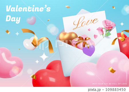 3D Valentines love letter card 3D Valentines love letter card 109883450