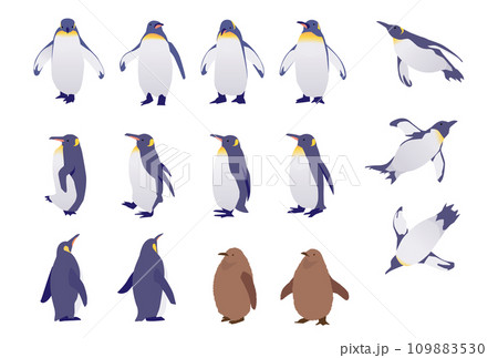 いろいろなポーズのペンギンのイラストセット 109883530