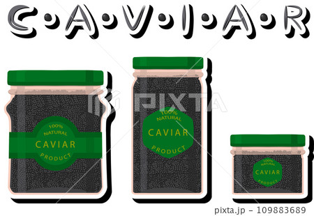 big set various types fish caviar, glass jar different size big set various types fish caviar, glass jar different size 109883689
