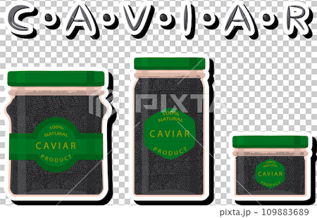 big set various types fish caviar, glass jar different size big set various types fish caviar, glass jar different size 109883689