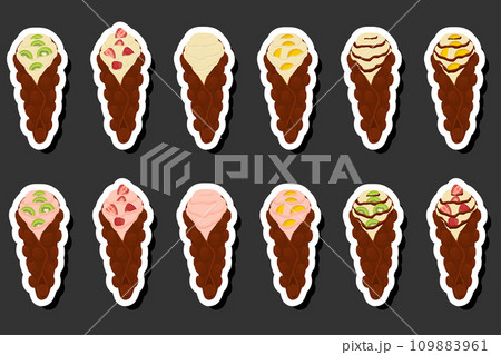 Illustration on theme big kit different types cone waffle with bubbles for dessert biscuit 109883961