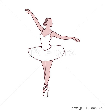 Beautiful ballet dancer is posing, young graceful woman ballet dancer, young ballerina standing in ballet poses vector illustration 109884123
