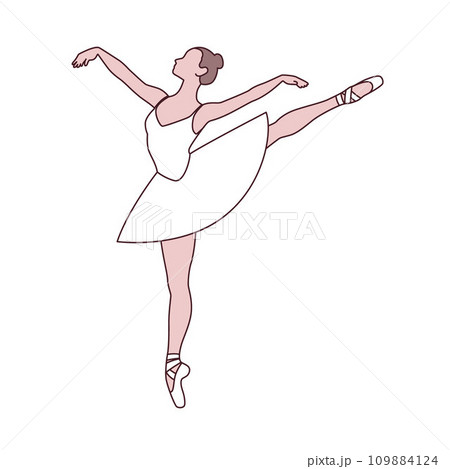 Beautiful ballet dancer is posing, young graceful woman ballet dancer, young ballerina standing in ballet poses vector illustration Beautiful ballet dancer is posing, young graceful woman ballet dancer, young ballerina standing in ballet poses vector illustration 109884124