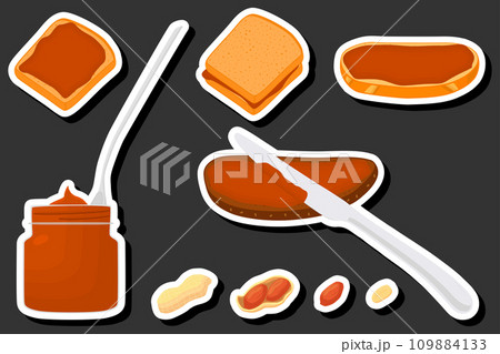 Illustration on theme big colored set different types peanut butter 109884133