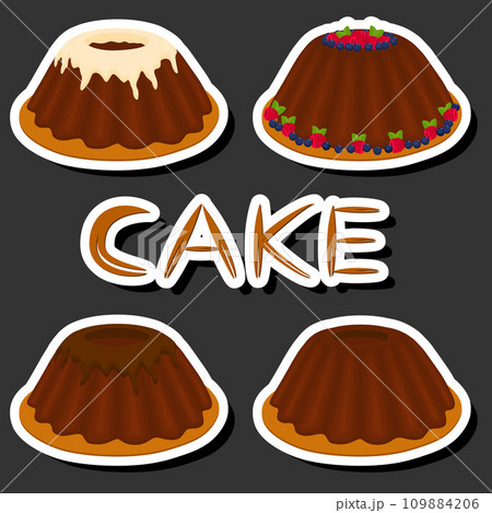 Illustration on theme big set different types dessert sweet berry cake 109884206