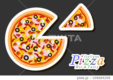 Illustration on theme big hot tasty pizza to pizzeria menu 109884209