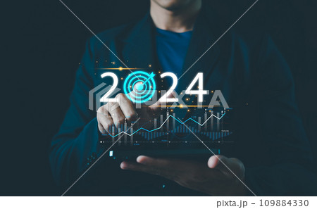 2024 new year, Market trends on 2024, Target and goal action plan for success growth, New business start up, increasing business, Challenge and business strategy, Business annual plan and development. 109884330
