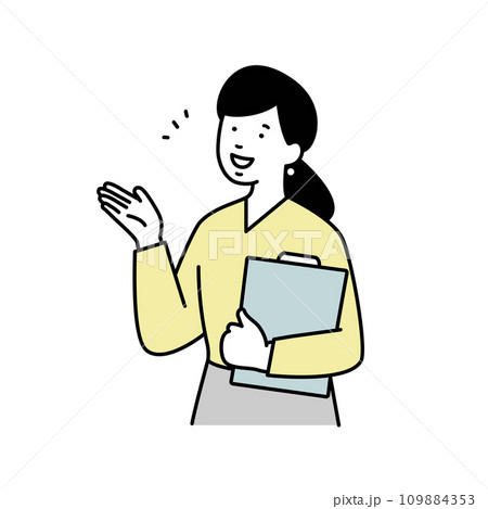 笑顔で案内をする女性のビジネスパーソン 109884353