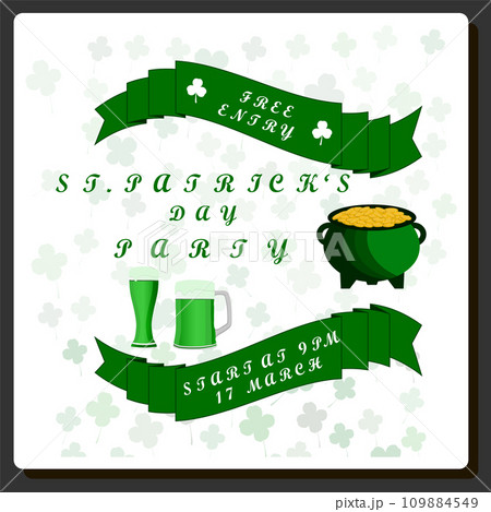 Beautiful illustration on theme of celebrating annual holiday St. Patrick's Day Beautiful illustration on theme of celebrating annual holiday St. Patrick's Day 109884549