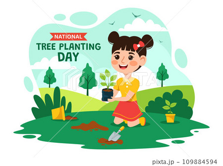 National Tree Planting Day Vector Illustration with Kids Plant Seedling Trees in Forest or Garden in Arbor Flat Cartoon Background Design National Tree Planting Day Vector Illustration with Kids Plant Seedling Trees in Forest or Garden in Arbor Flat Cartoon Background Design 109884594