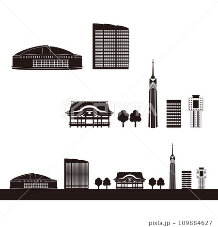 福岡街並みシルエット 福岡街並みシルエット 109884627
