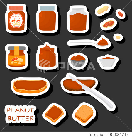 Illustration on theme big colored set different types peanut butter 109884718