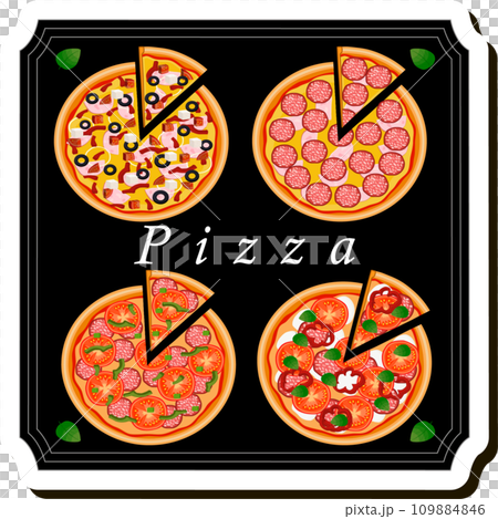 Illustration on theme big hot tasty pizza to pizzeria menu 109884846
