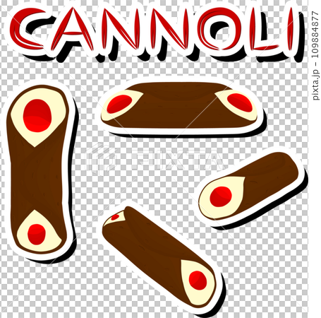 Illustration on theme big set different types sweet waffles Sicilian dessert cannoli 109884877