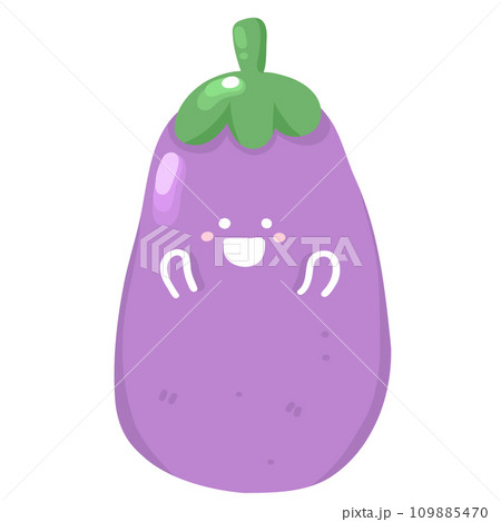 Cute Eggplant Vegetable Cartoon Character 109885470