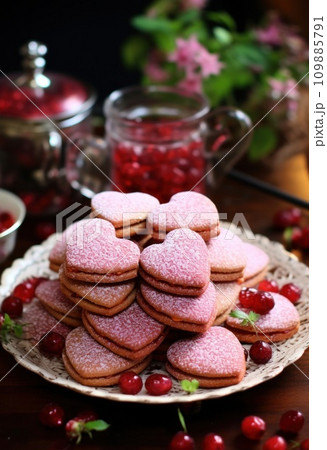 hearts strawberry cookies 109885791
