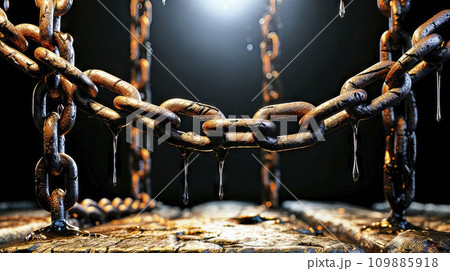 Rusty iron chain with large links dripping...のイラスト素材 [109885918] - PIXTA