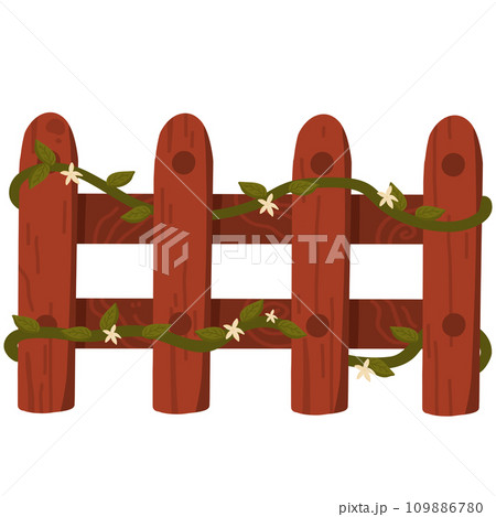 Wooden Fence with flower 109886780