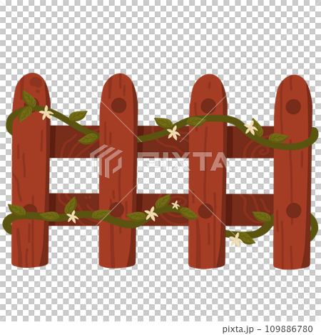 Wooden Fence with flower 109886780