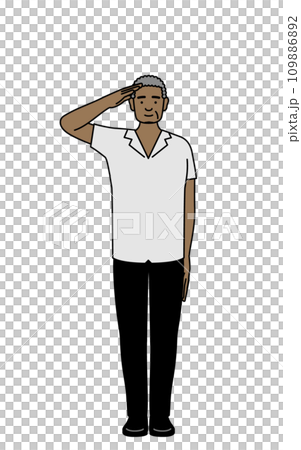 African senior man saluting African senior man saluting 109886892