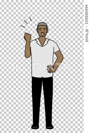 African senior man doing fist pump African senior man doing fist pump 109886994