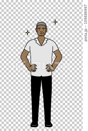 African senior man with his hands on his hips African senior man with his hands on his hips 109886997