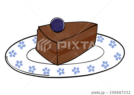 お皿に乗ったチョコレートケーキ 109887252