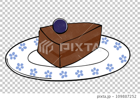 お皿に乗ったチョコレートケーキ 109887252