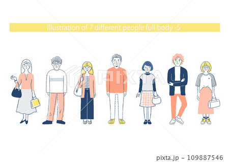 さまざまな男女7人　全身　f+fo-mix5 109887546