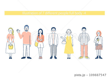 さまざまな男女7人　全身　f+fo-mix4 109887547