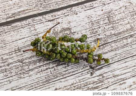 Green pepper corn heap isolated 109887676